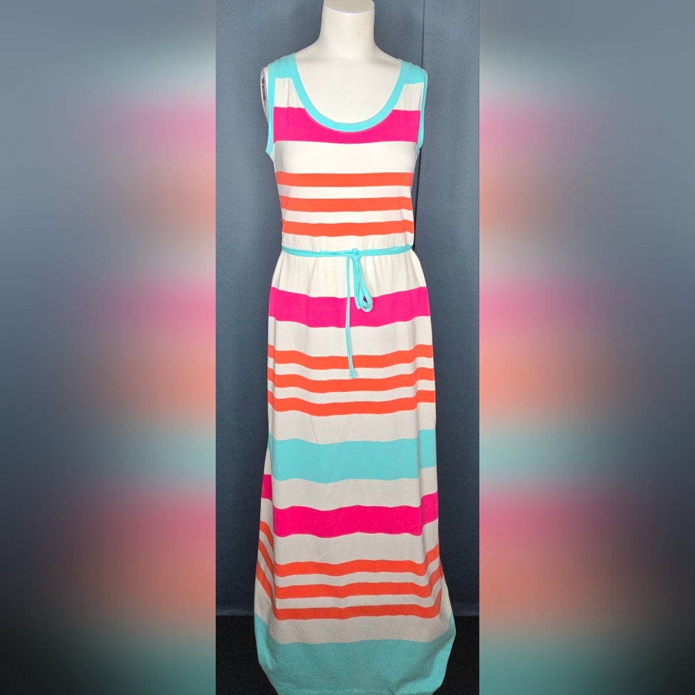 Talbots Striped Sleeveless Maxi Dress Bright‎ Summer  Resortwear Size S NWOT